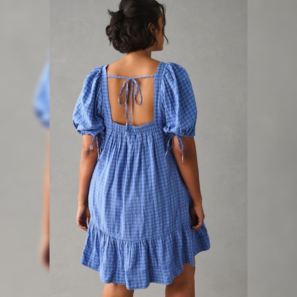 Anthropologie Pilcro Square Neck Textured Babydoll Dress L 10 Women's NEW 34104 - Picture 3 of 5